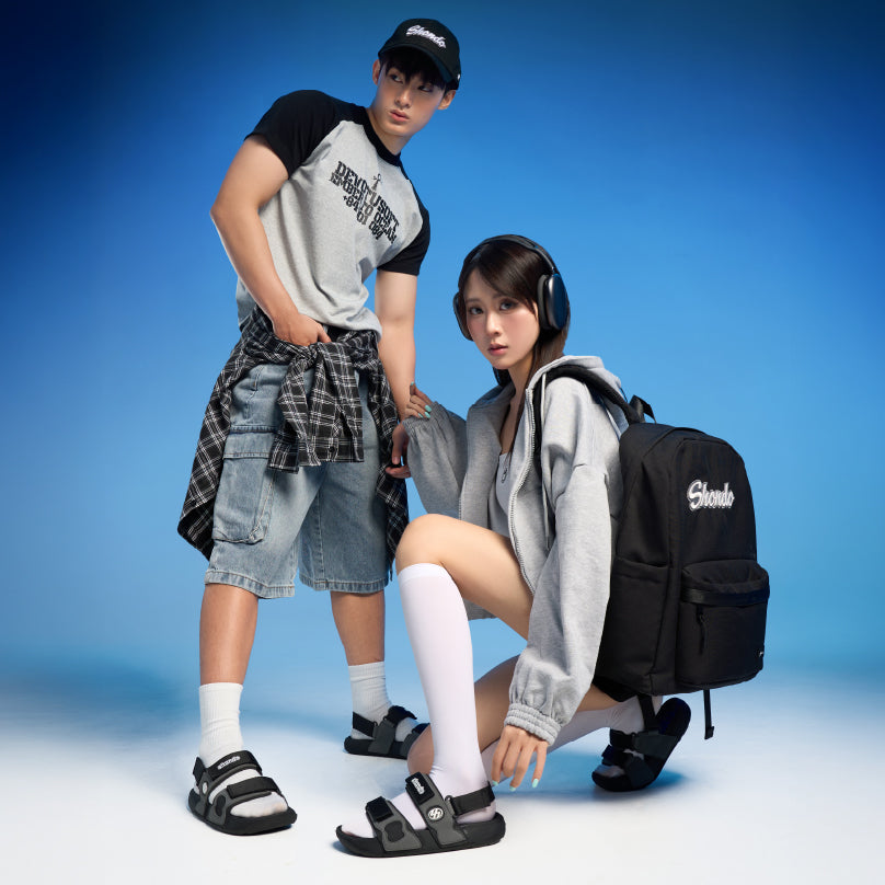 Sandal Platy 7 quai ngang unisex đen