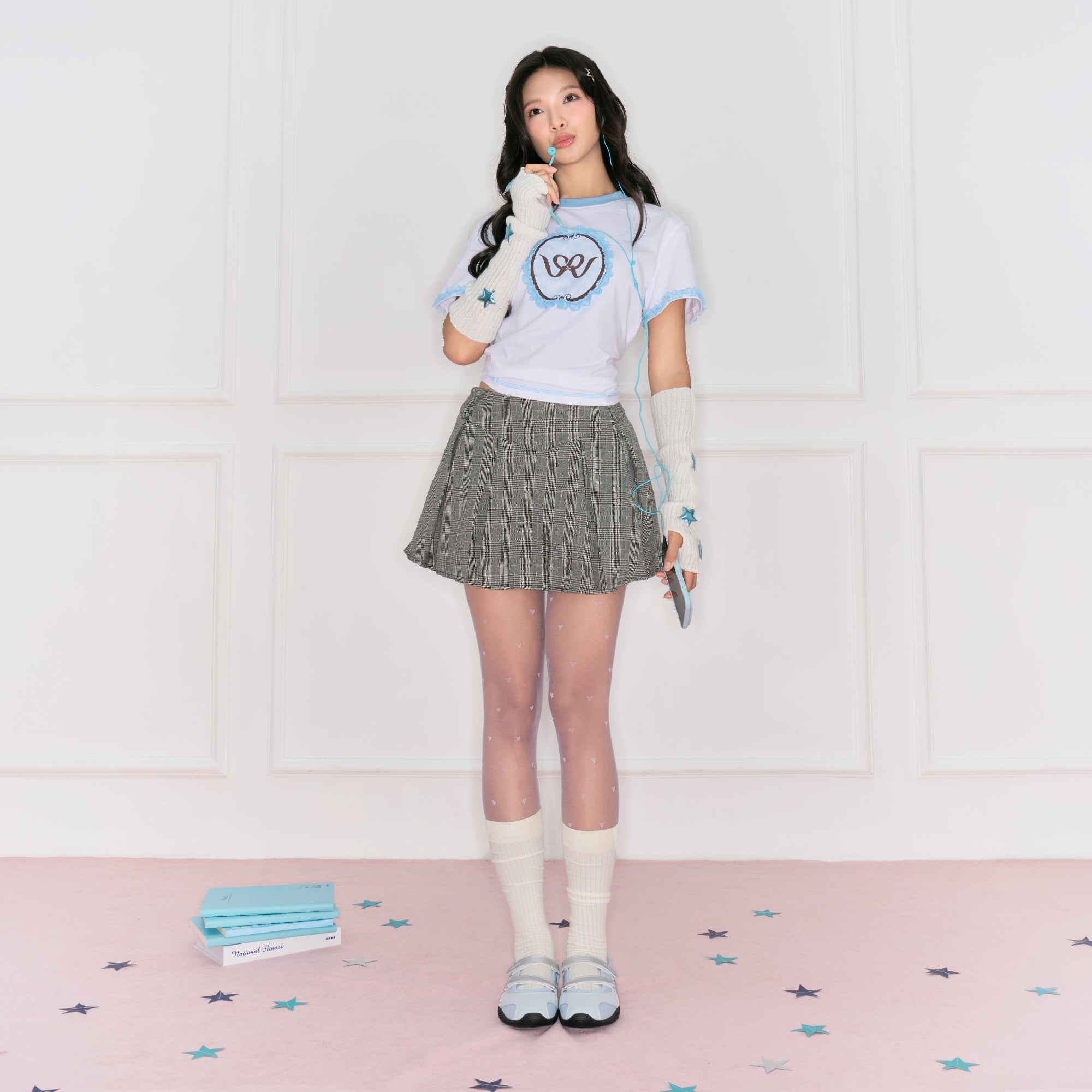 Giày Sneaker Ballet Minie Phối Nơ Nữ Xanh Dương