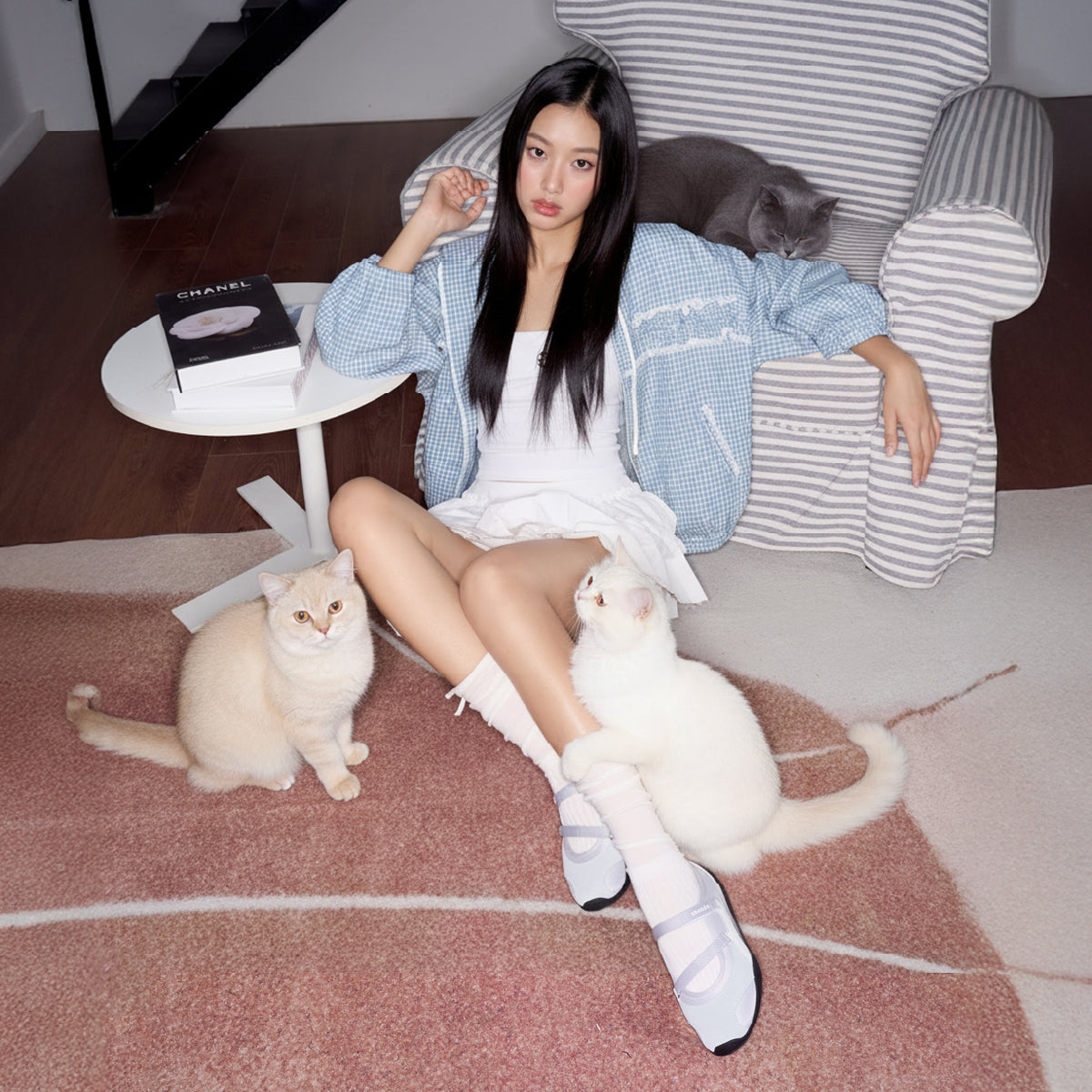 Giày Sneaker ballet Minie nơ nữ xám xanh