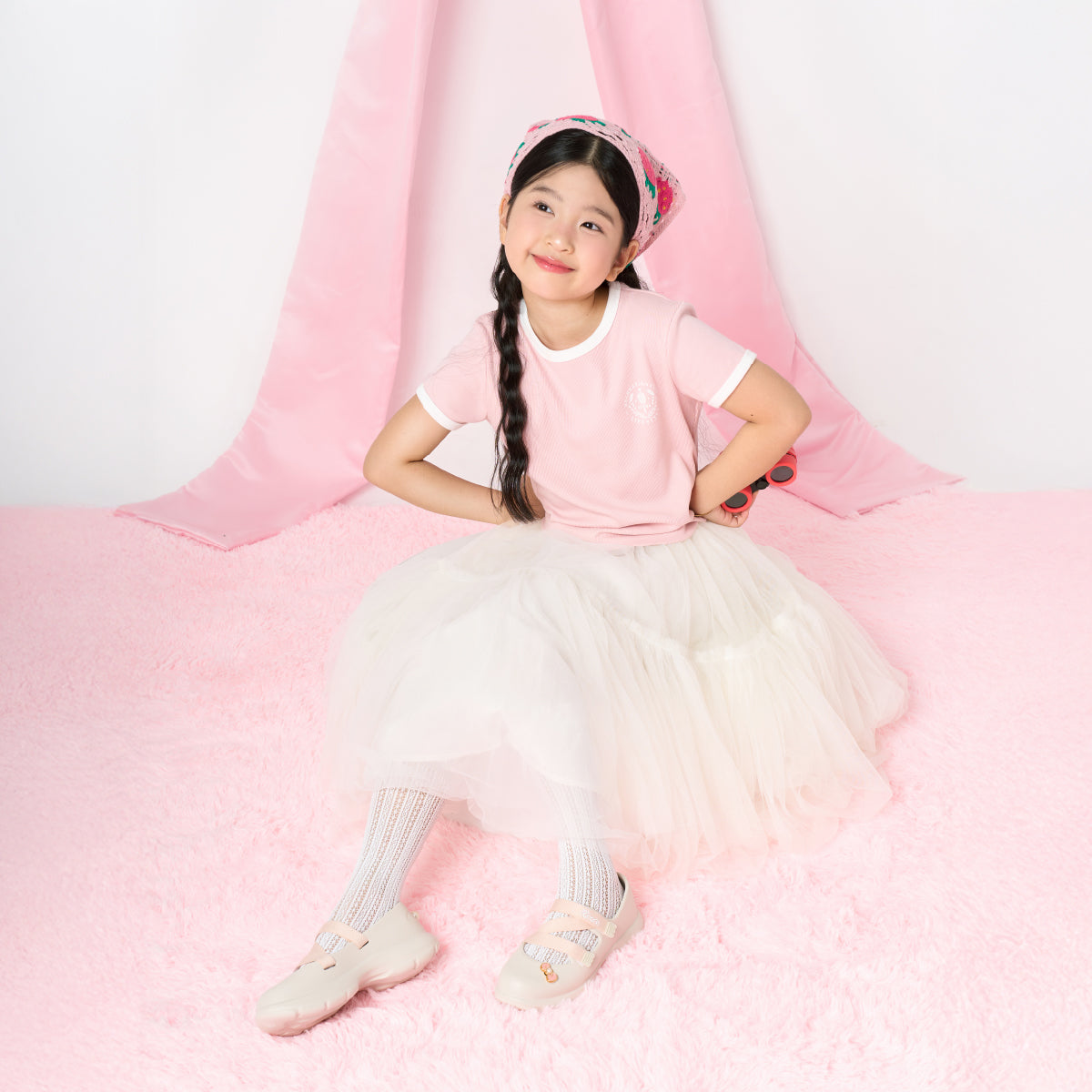 Giày ballet sneaker bé gái Little Dreamie trắng