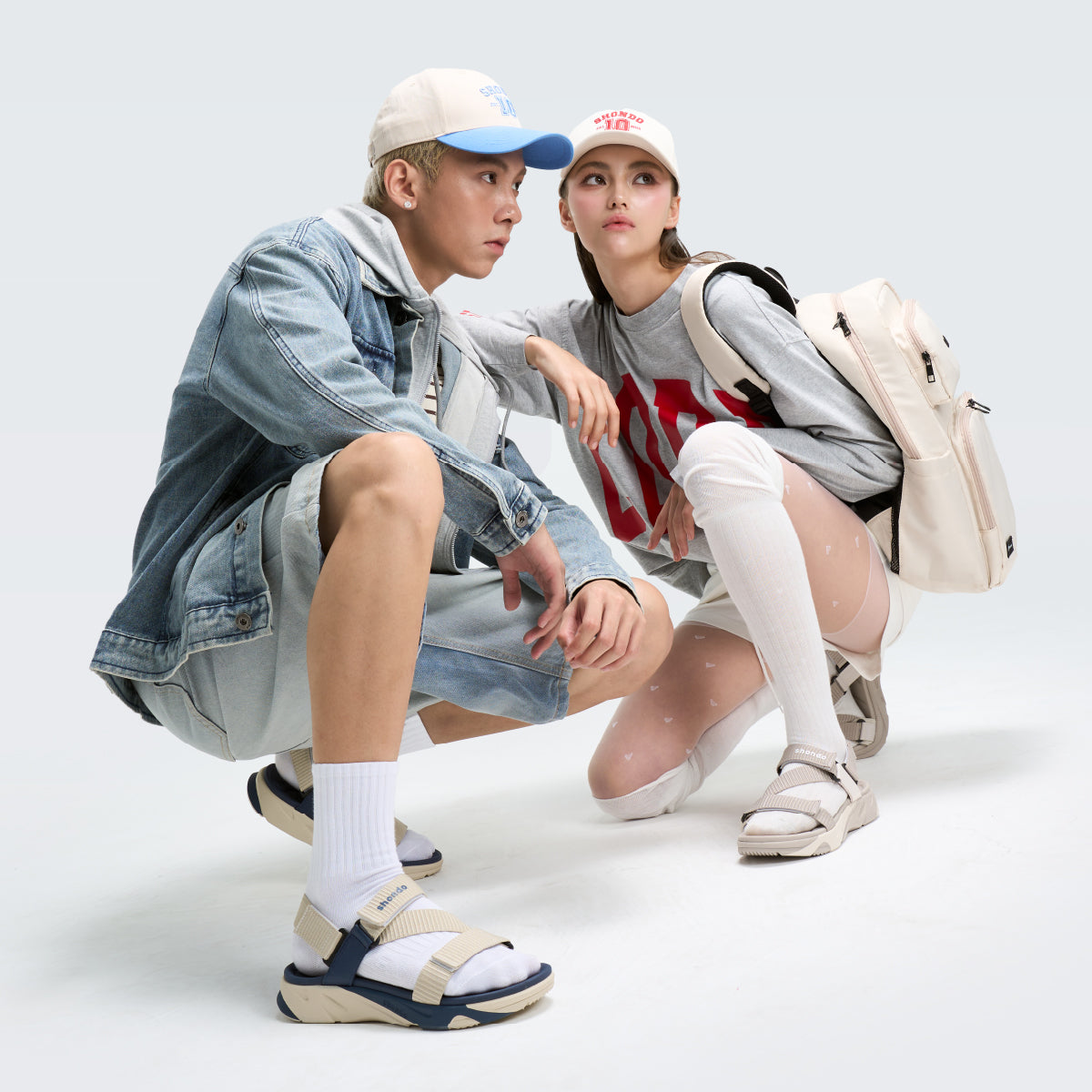 Sandal F8M quai chéo unisex be xanh navy