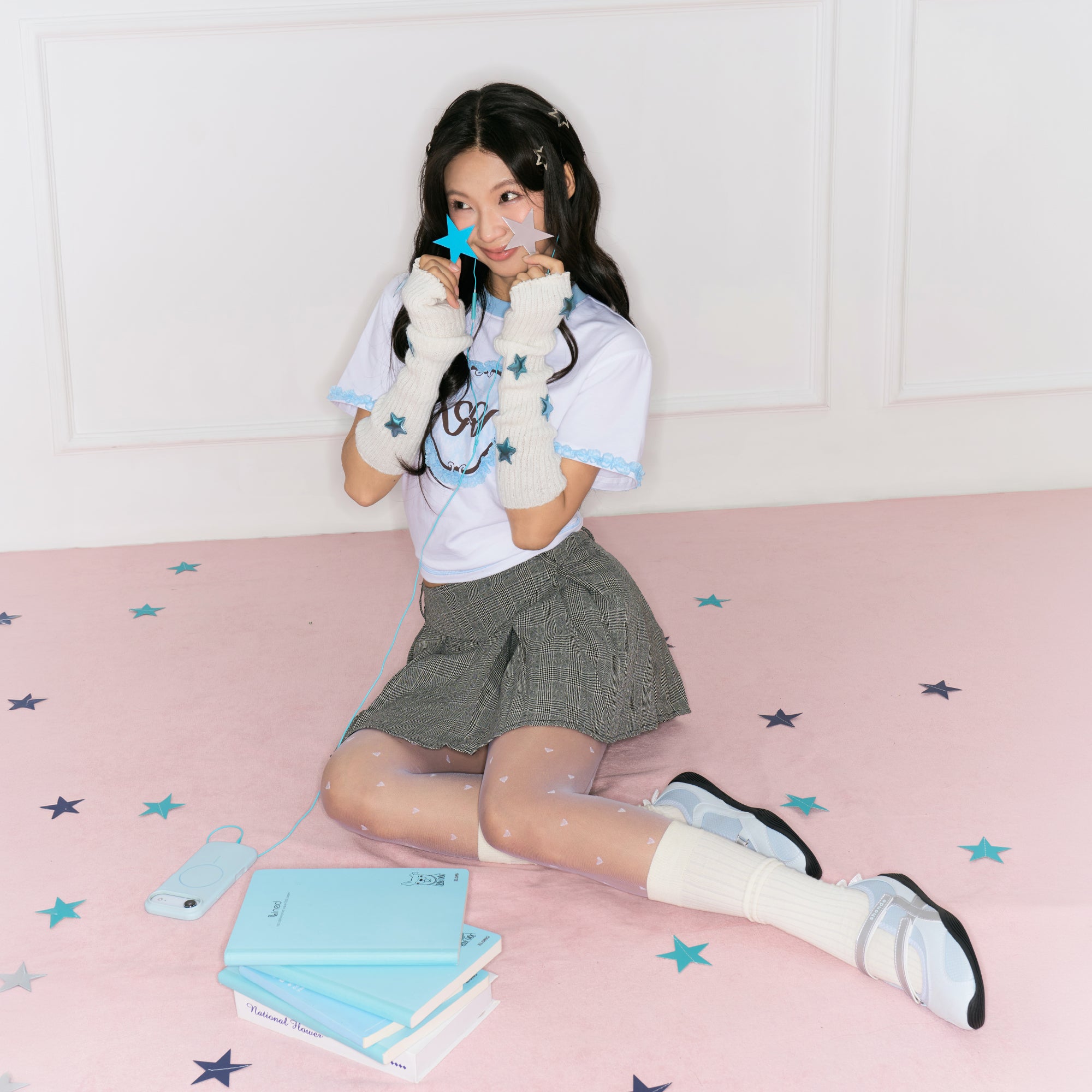 Giày Sneaker Ballet Minie Phối Nơ Nữ Xanh Dương