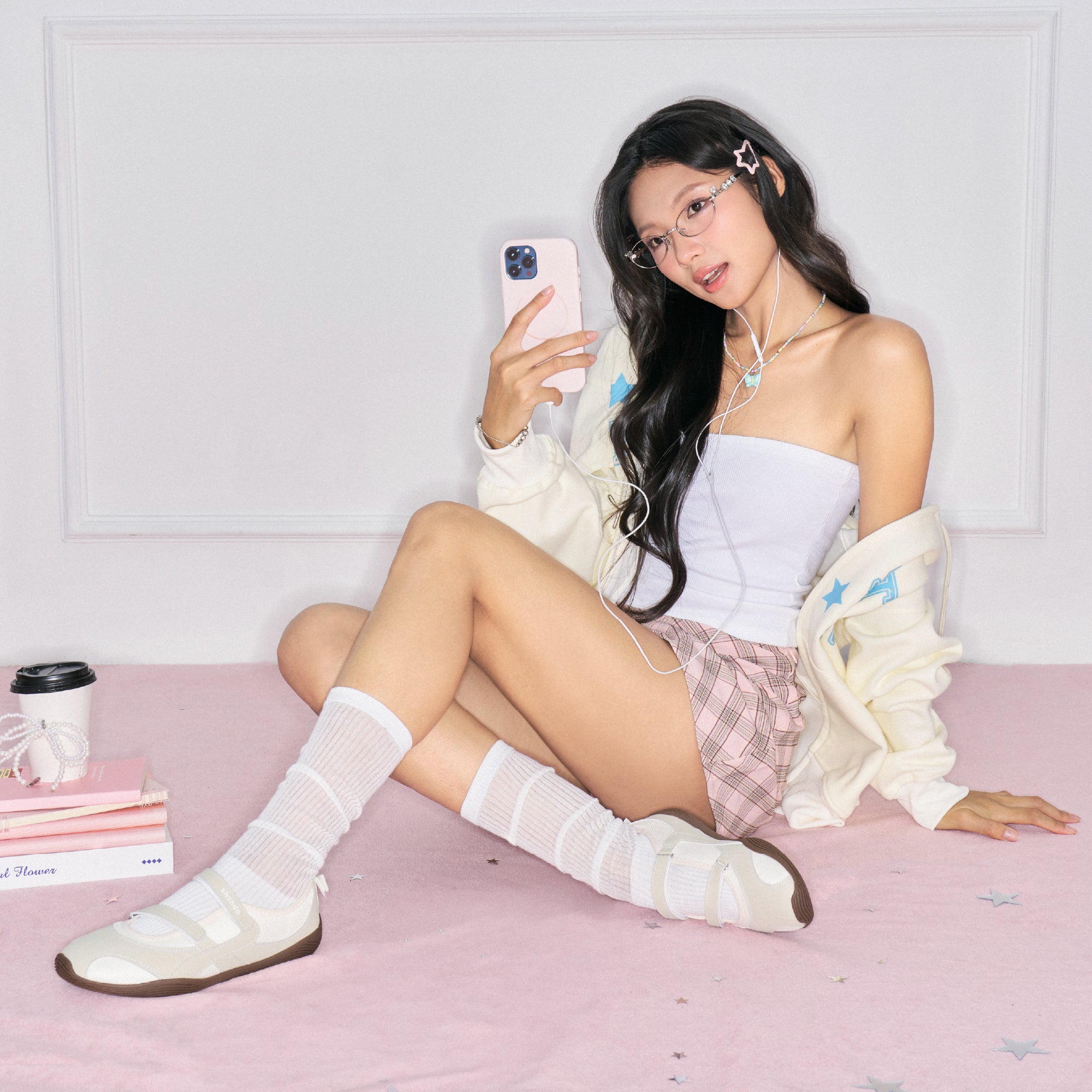 Giày Sneaker Ballet Minie Phối Nơ Nữ Be