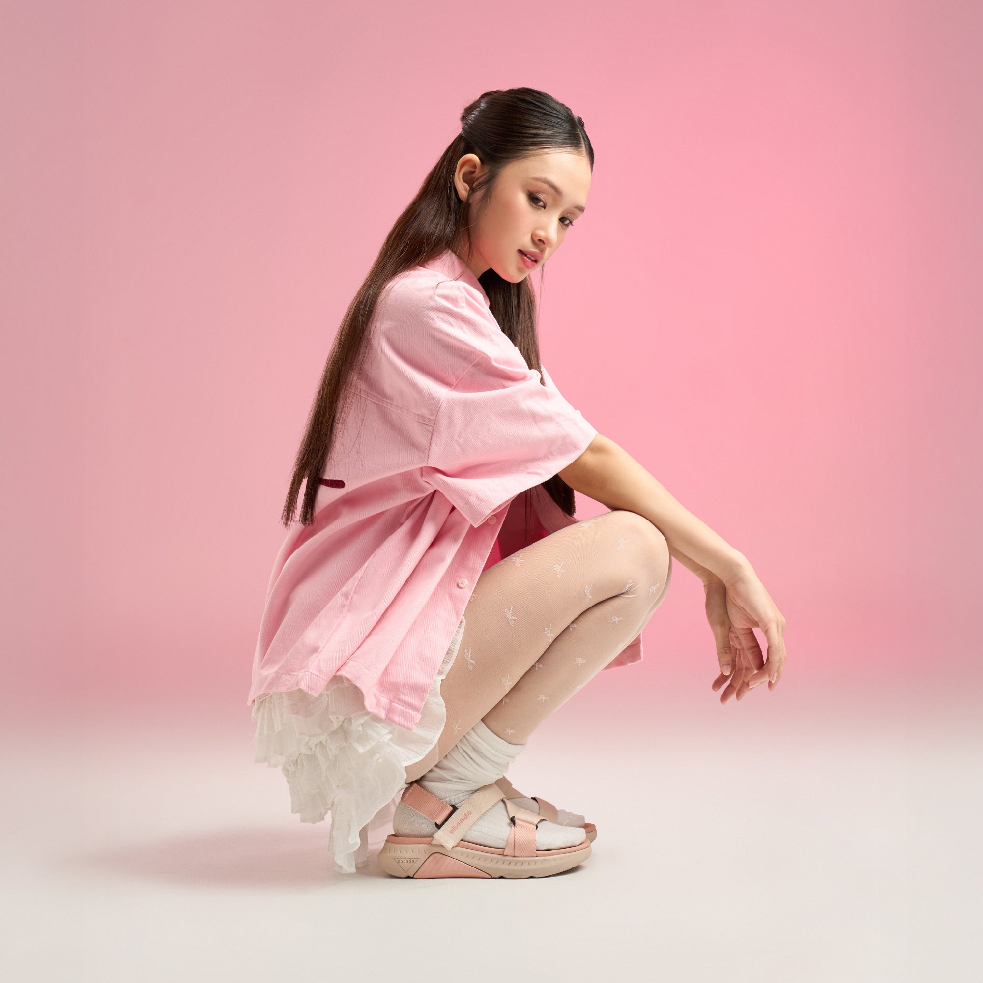 Sandal F7R quai chéo nữ hồng