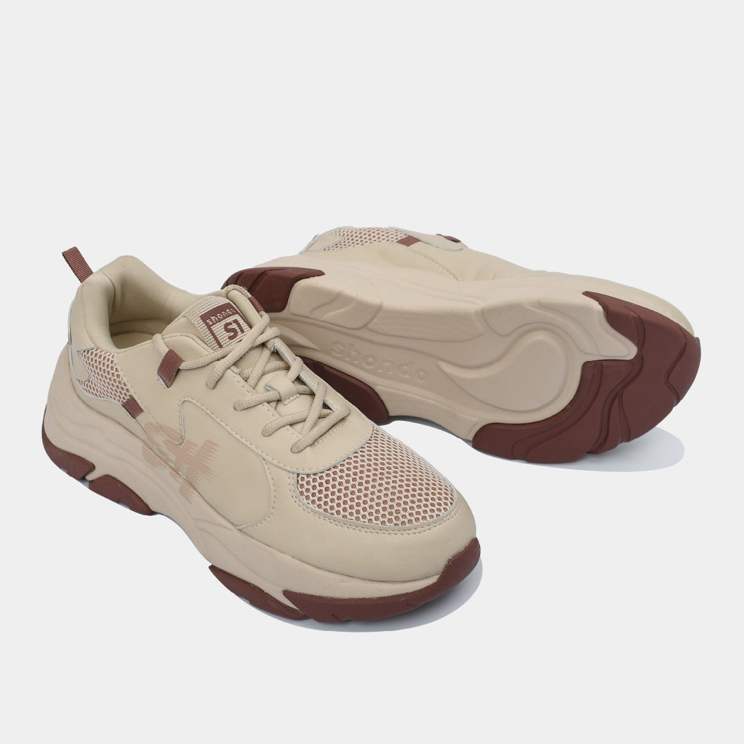 Chunky beige brown men's and women's sneakers