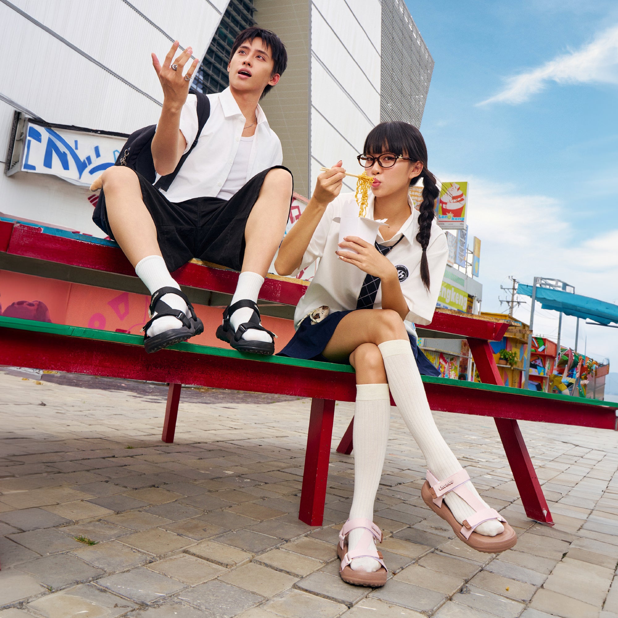 Sandal F11 quai chéo nữ hồng