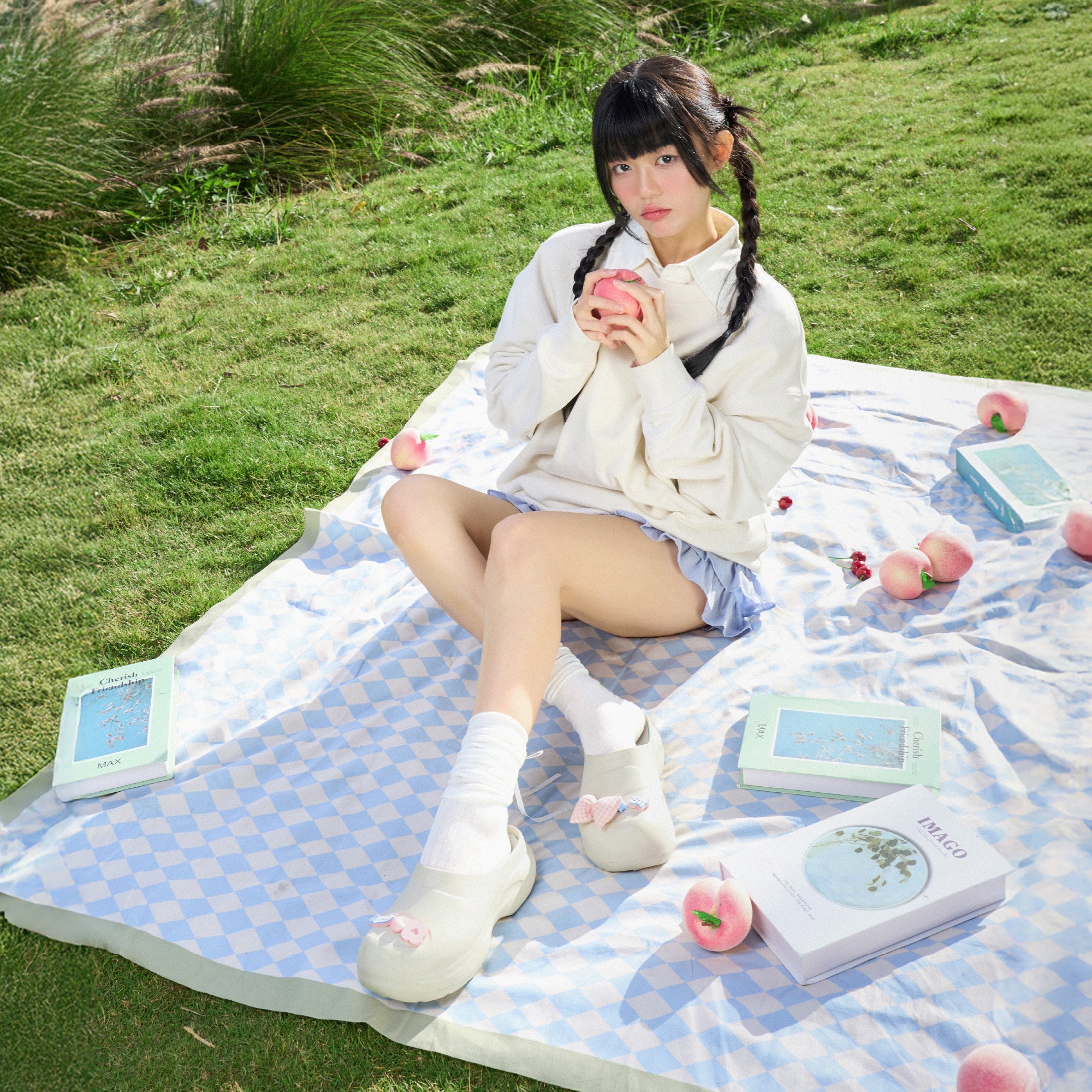 Clog MULE CHIC Limax đế cao nữ trắng kem