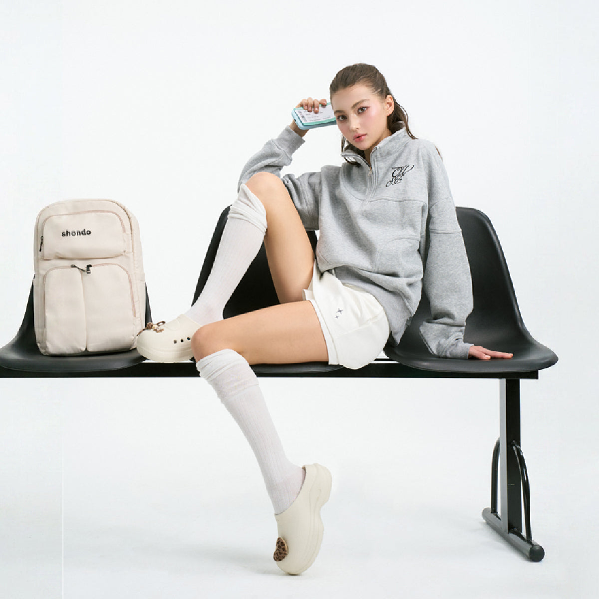 Clog Mule Chic Limax da báo nữ trắng kem