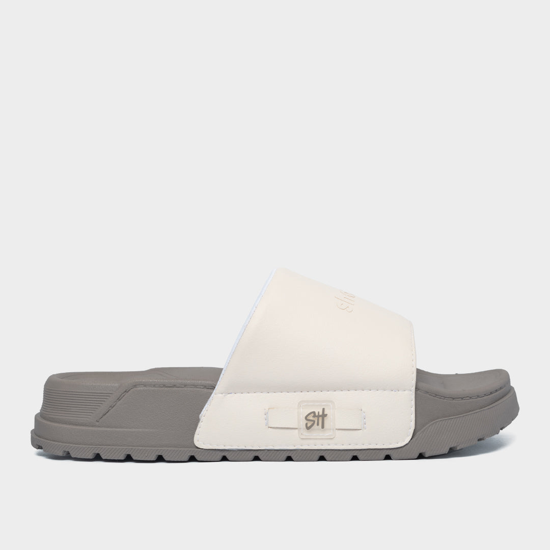 Dép bánh mì Trendy 4 quai si nâu kem