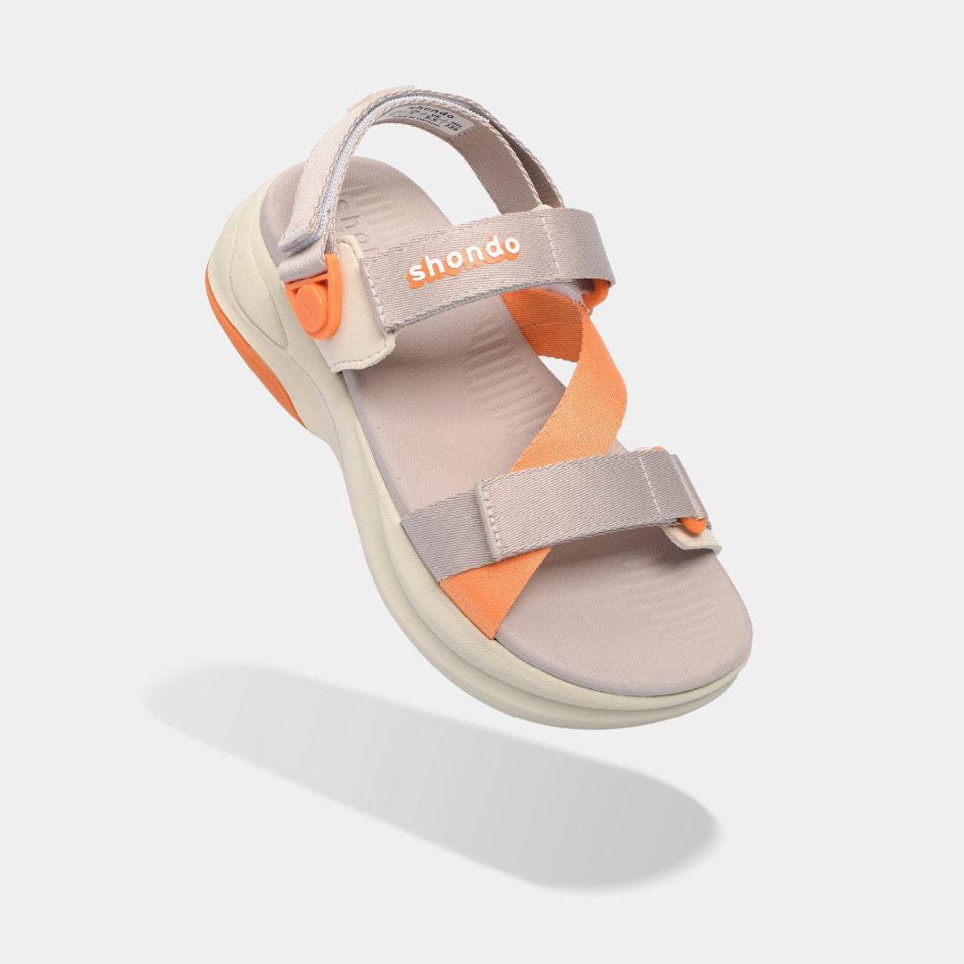 Sandal nữ F8B quai xoay nâu be cam