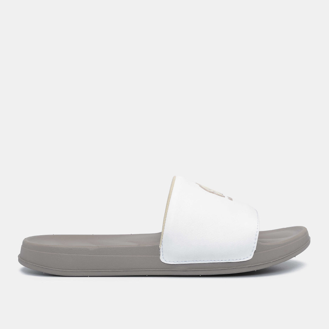 Dép Trendy 2 logo SH TPU nâu trắng
