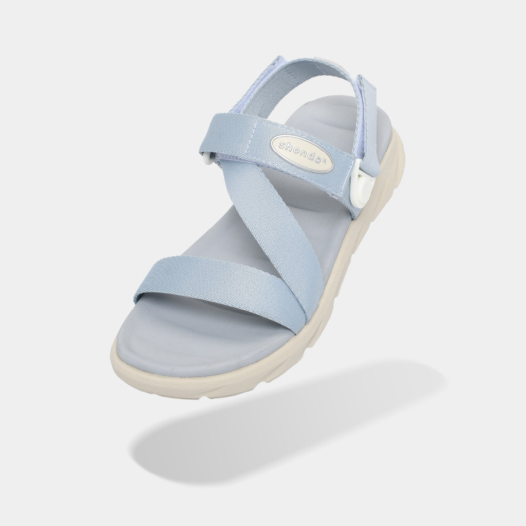 F6S blue swivel strap sandals