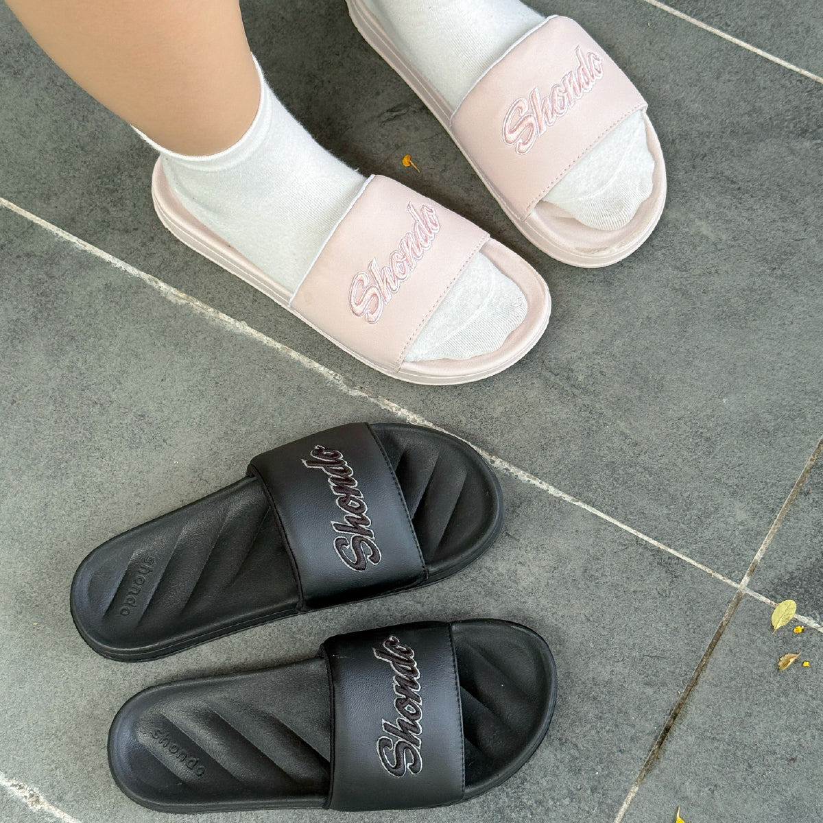 Dép quai ngang Trendy 2 thêu logo Shondo hồng