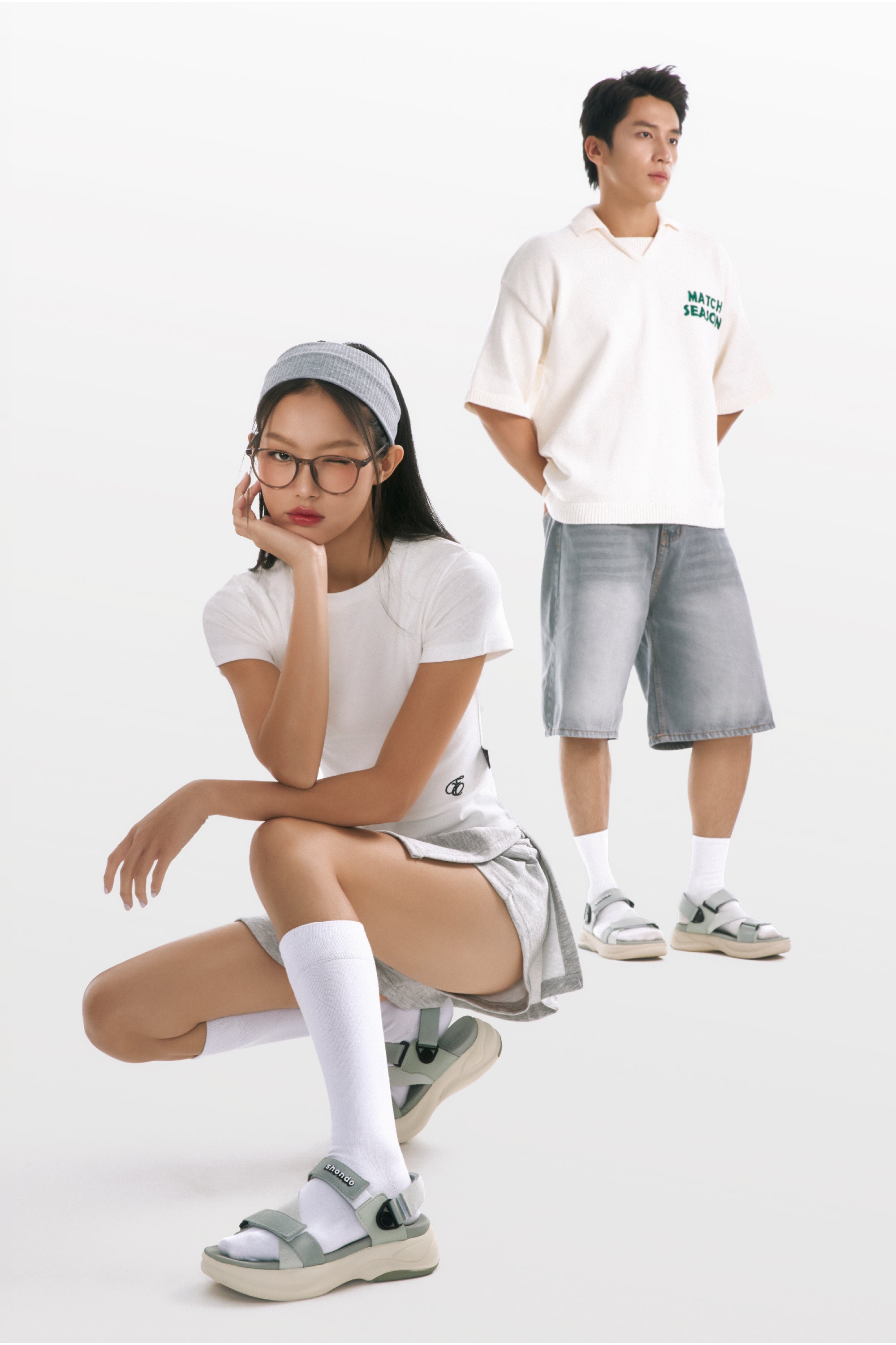 Sandal nam nữ F8B quai xoay xanh mint