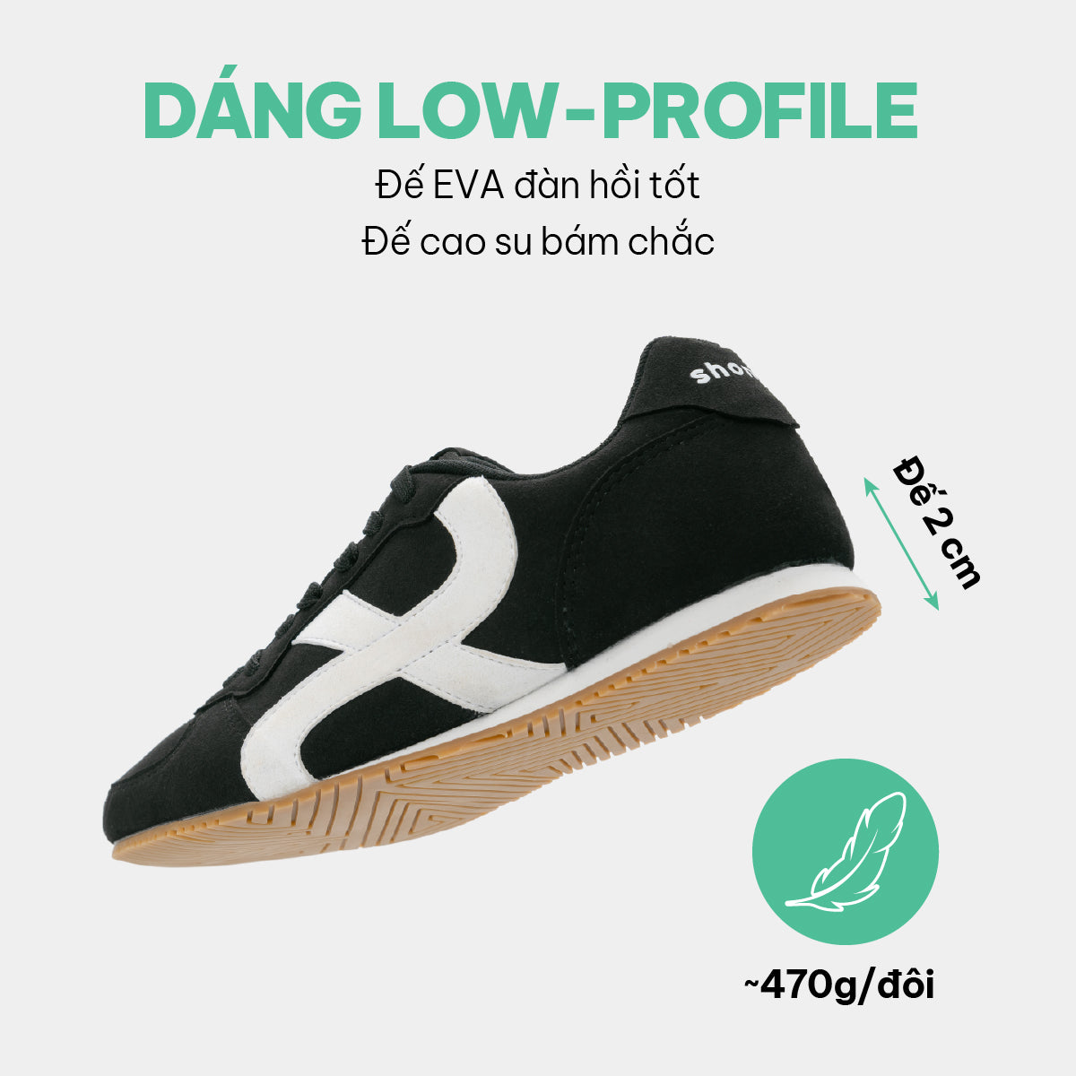 Giày sneaker đế thấp nam nữ Class 5 đen