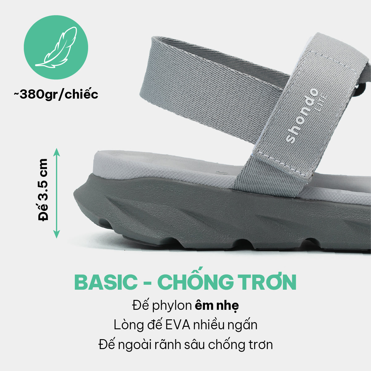 Sandal học sinh F6S Shondo Lite xám