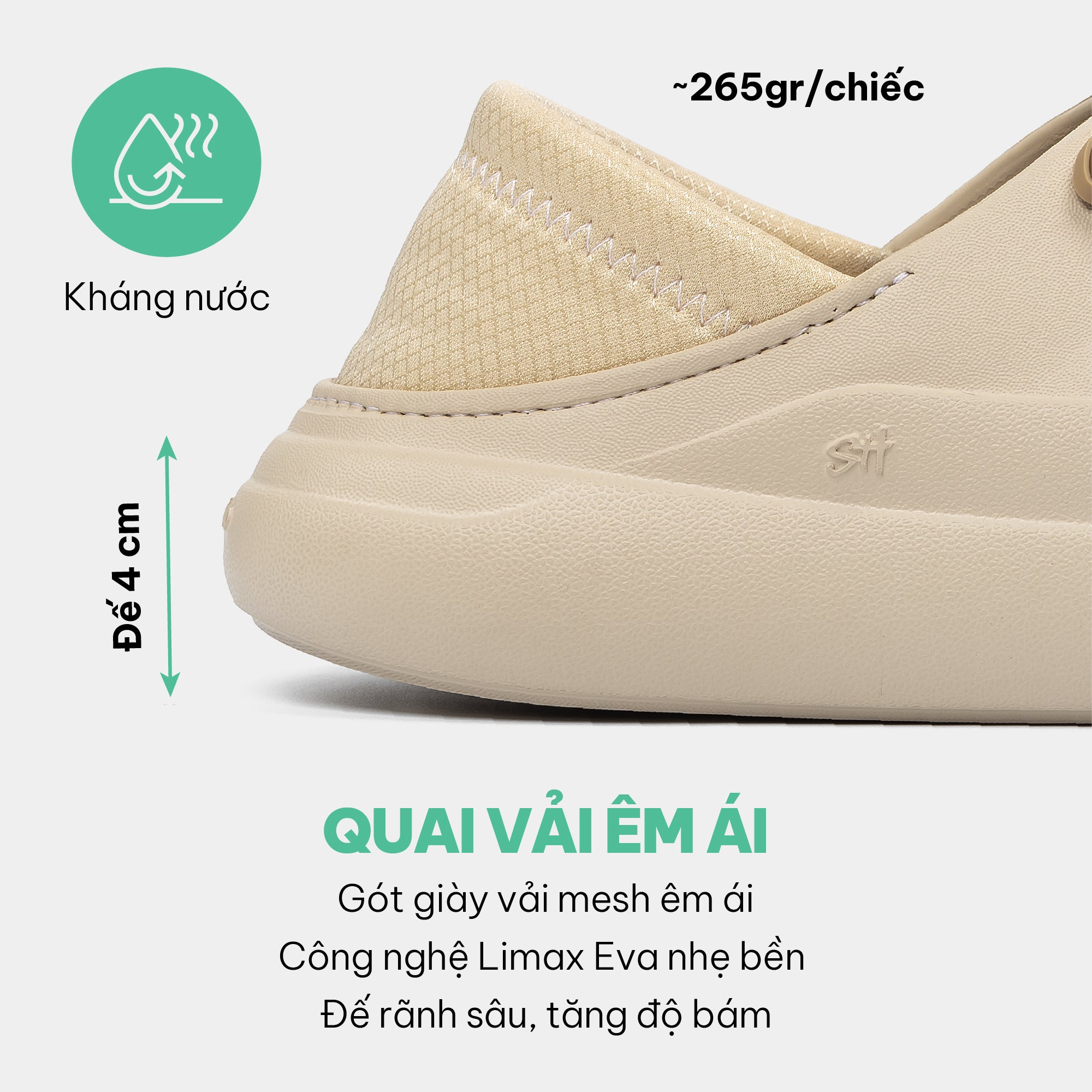Giày sneaker Class 3 không dây be