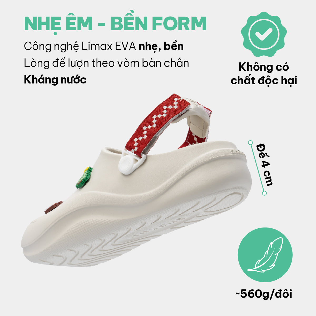 Clog SUKE Limax Christmas unisex trắng kem
