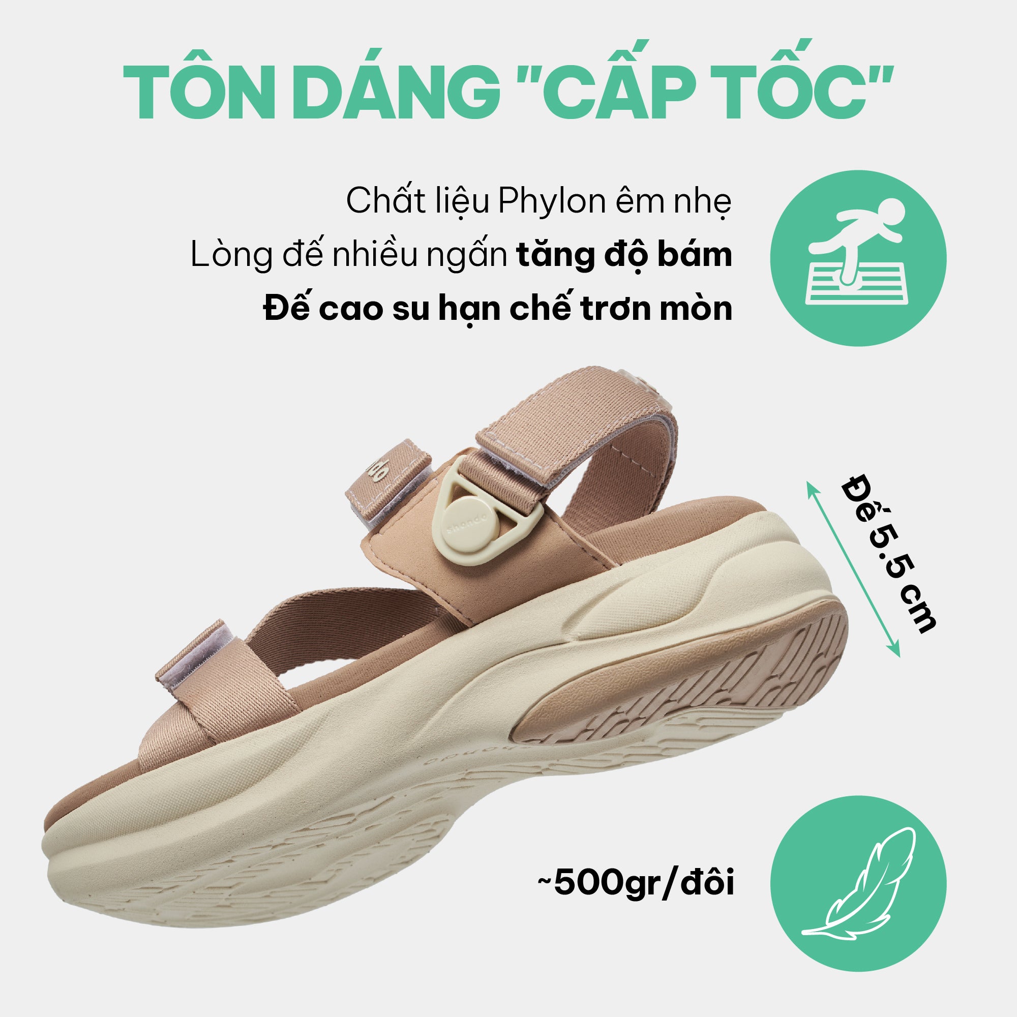 Sandal nam nữ F8B quai xoay nâu