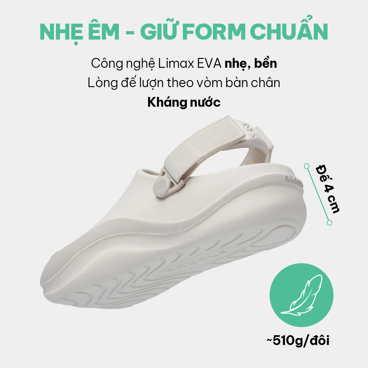 Giày Clog Suke Viền Đế Unisex Trắng Kem