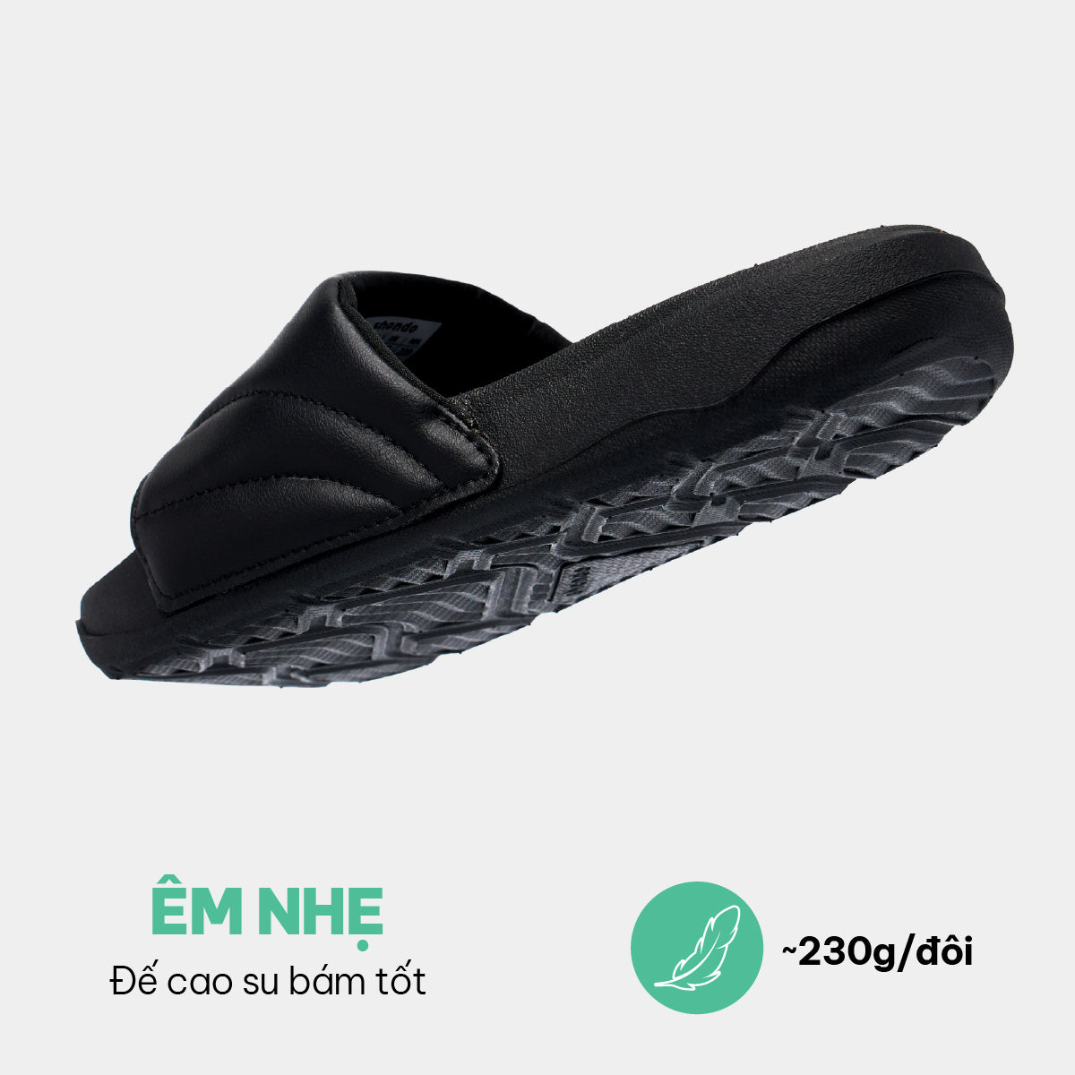 Dép Trendy 7 quai phồng unisex đen