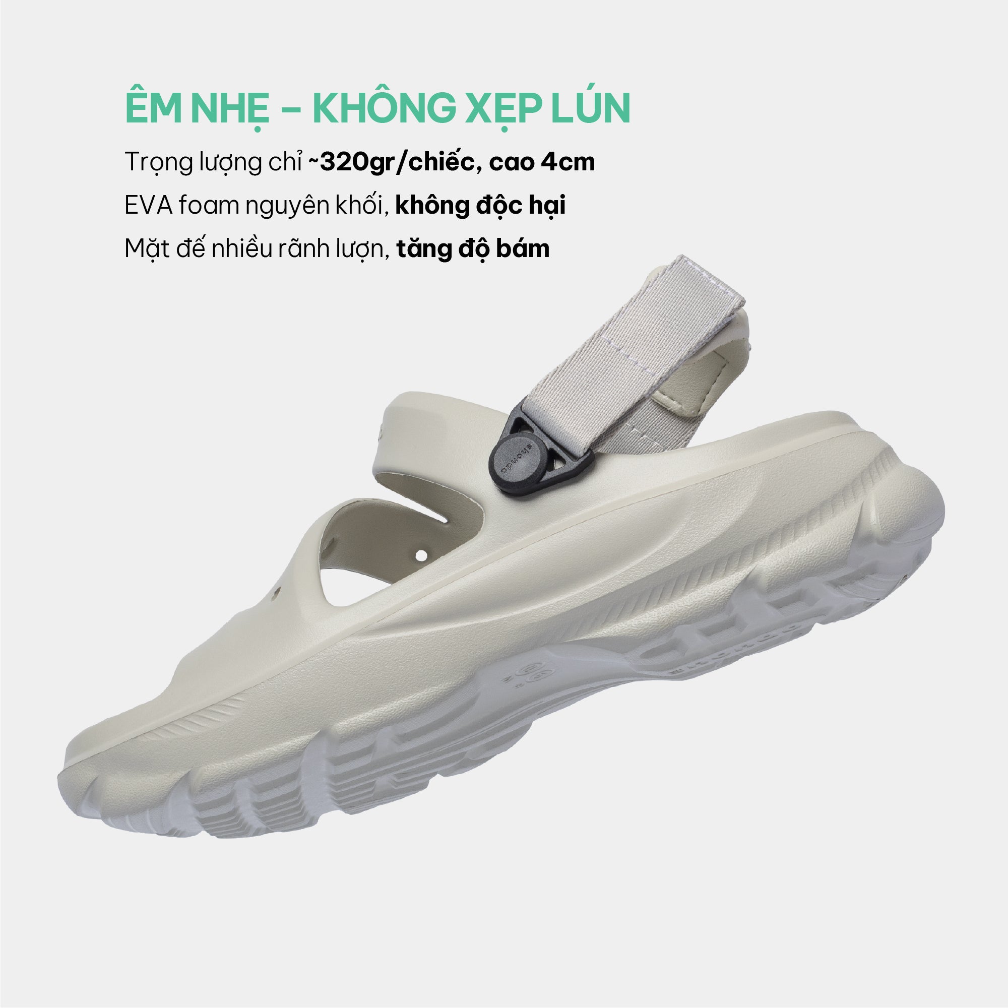 Sandal FX nhựa đúc đi mưa xám rêu
