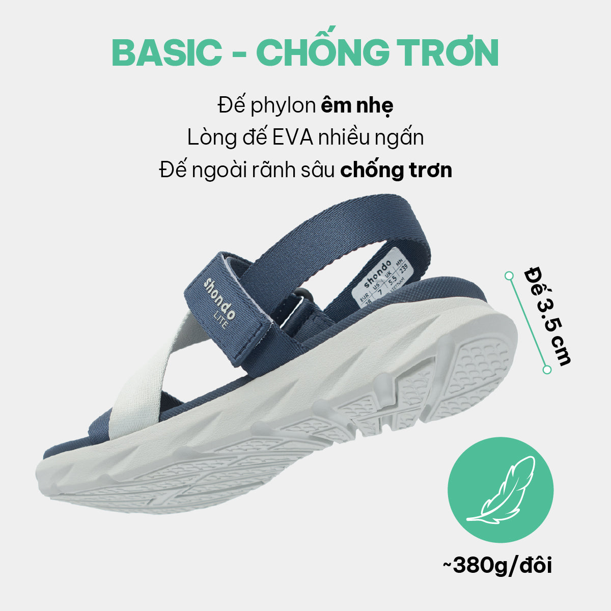 Sandal F6S Lite quai chéo unisex xanh navy
