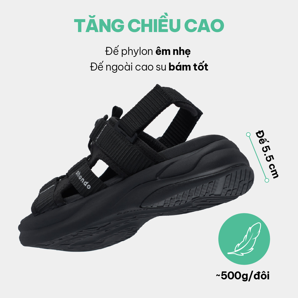 Giày Sandal F8B Hiking unisex đen