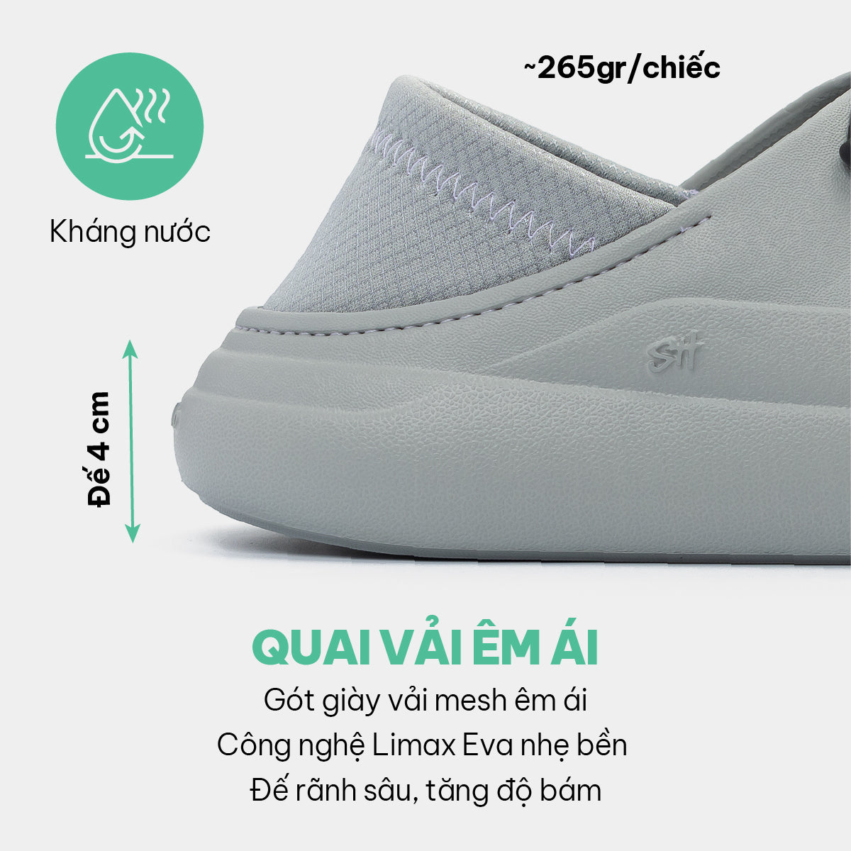 Giày sneaker Class 3 không dây xám