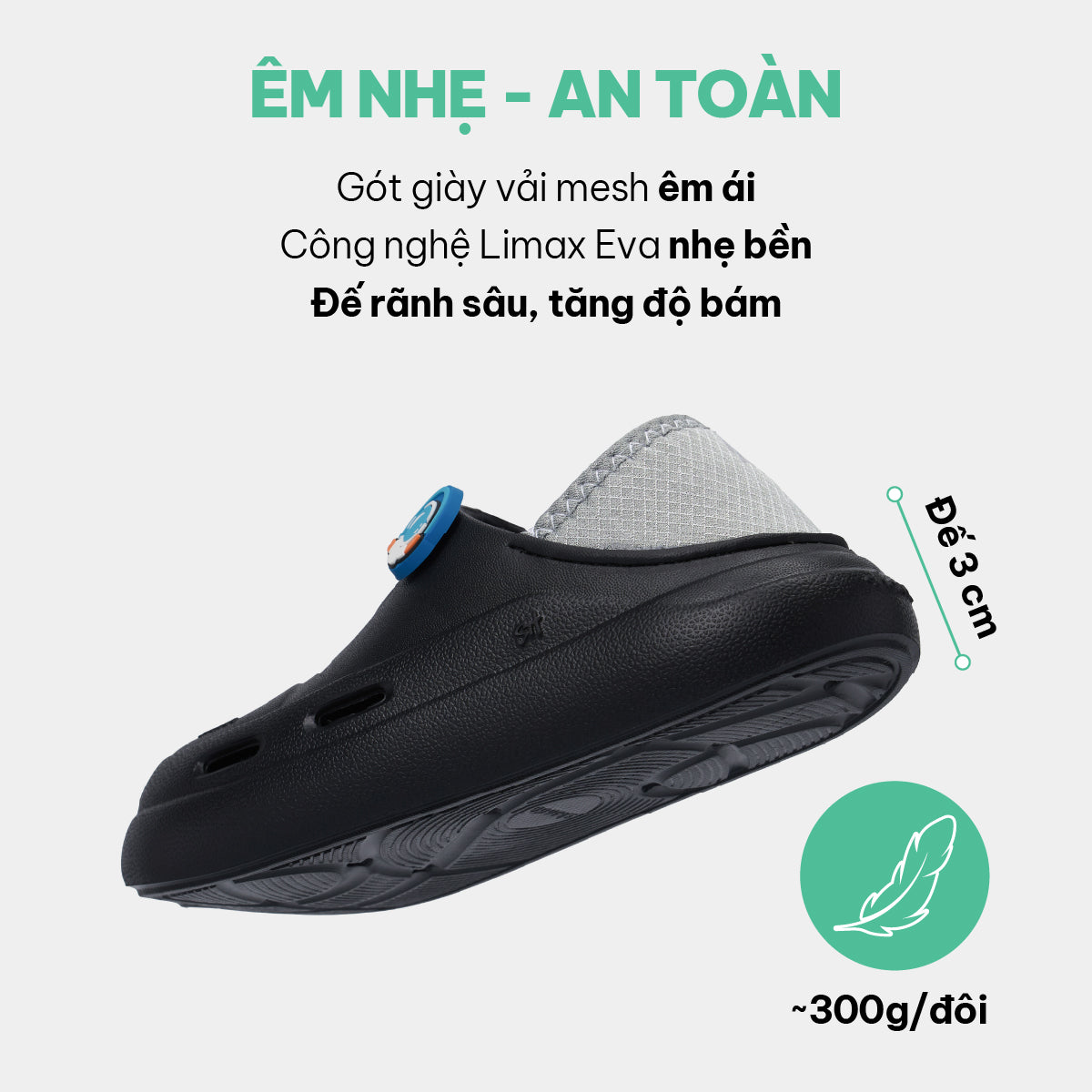 Sneaker bé trai Little C3 Limax không dây đen