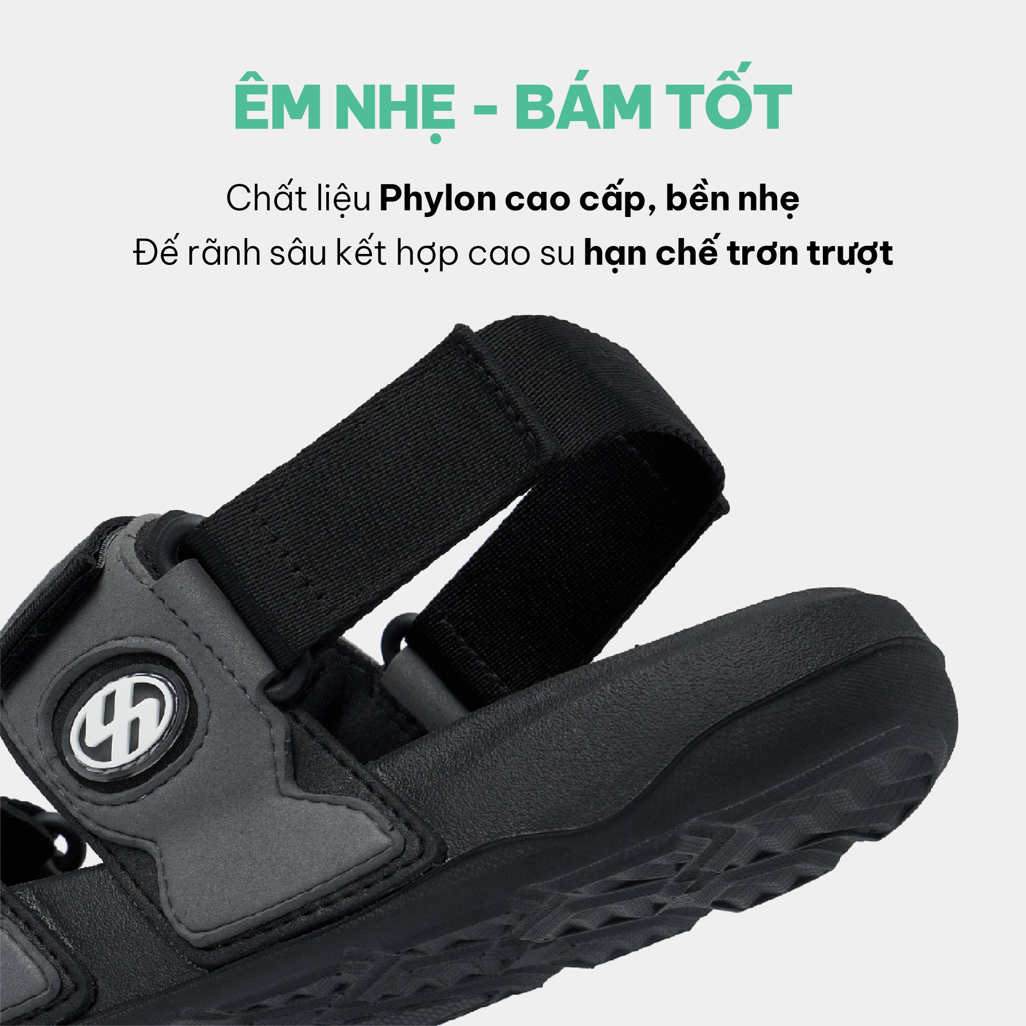 Sandal Platy 7 quai ngang unisex đen