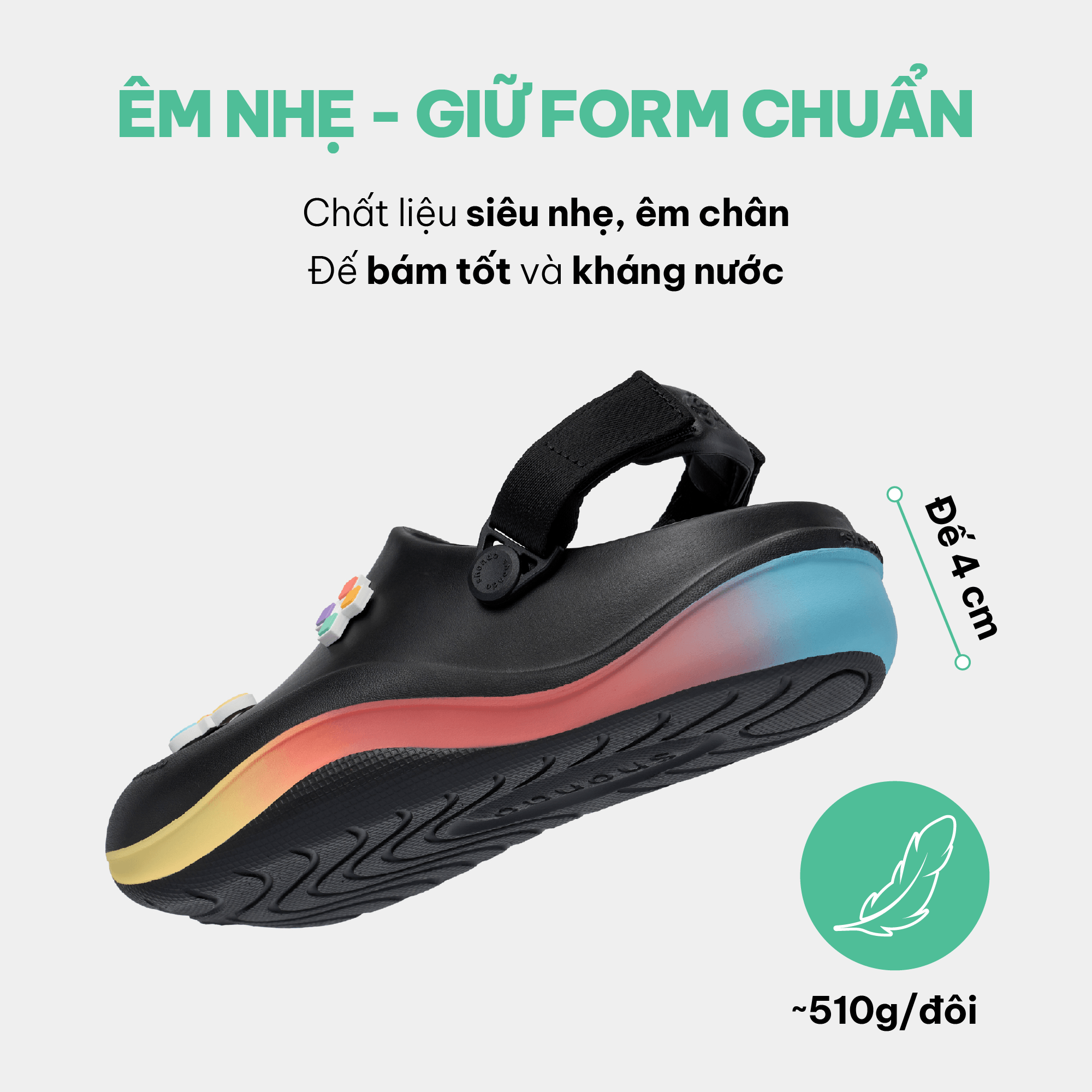 Clog Suke PRIDE unisex đen