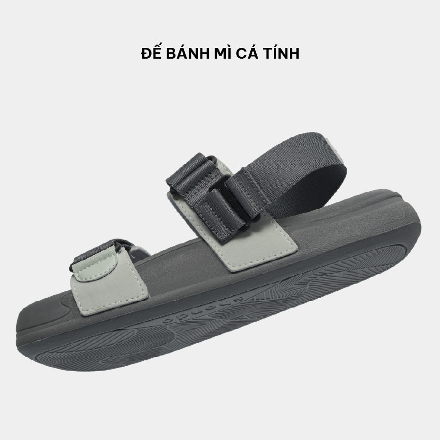 Sandal bánh mì Platy 5 khoen gài xám