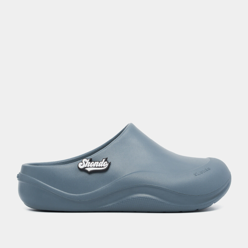 Clog Suke nam nữ nhựa đúc gắn charm xanh dương đậm