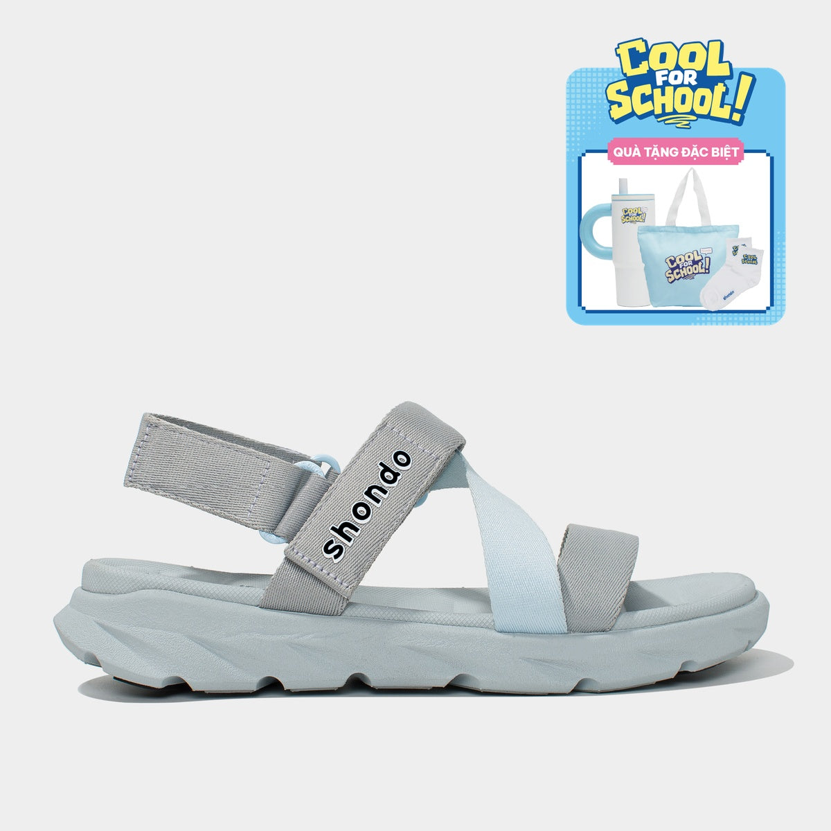 Sandals F6 sport đế xám phối quai xanh da trời