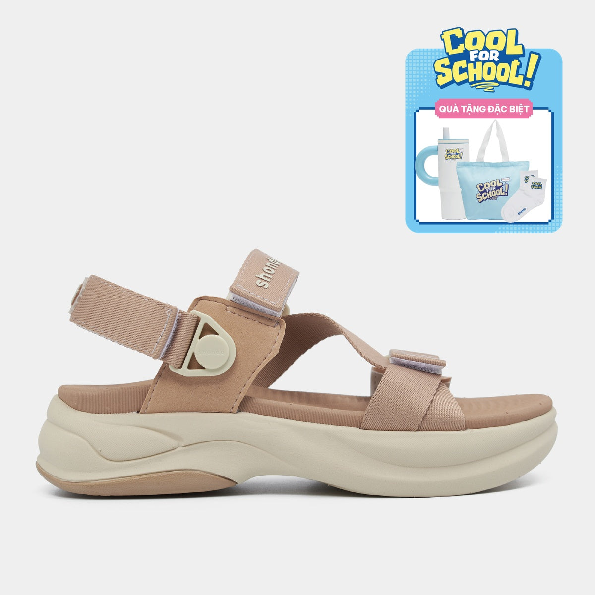 Sandal nam nữ F8B quai xoay nâu