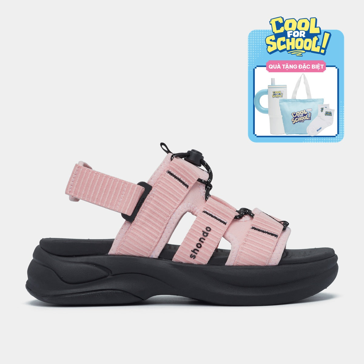Giày Sandal F8B Hiking Nữ Hồng Đen