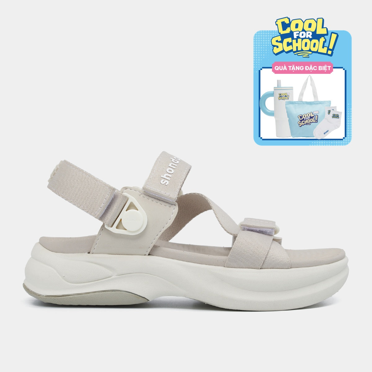 Sandal F8B Quai Xoay Unisex Nâu Xám