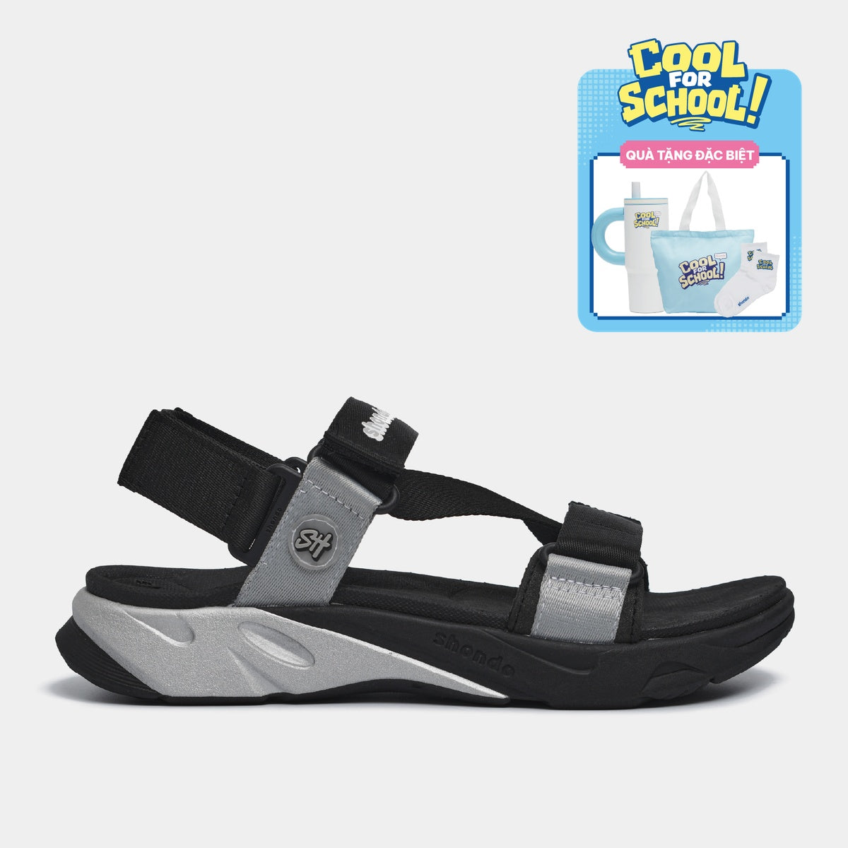Sandal F8M thể thao nam nữ quai chéo đen