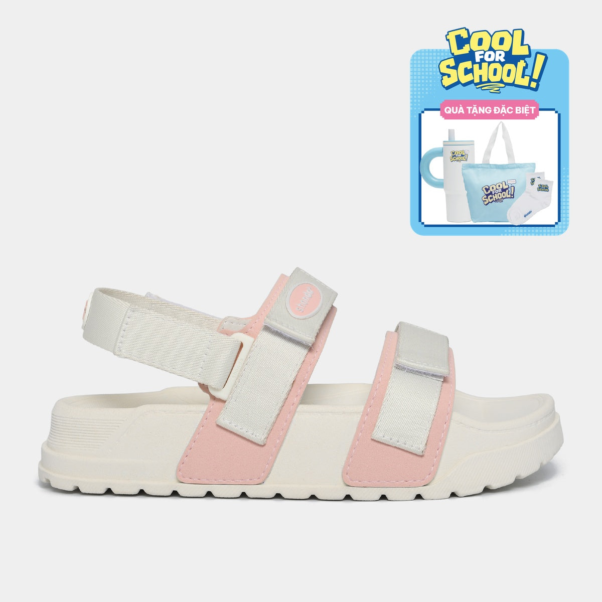 Sandal Platy 4 Đế Bánh Mì Unisex Trắng Kem