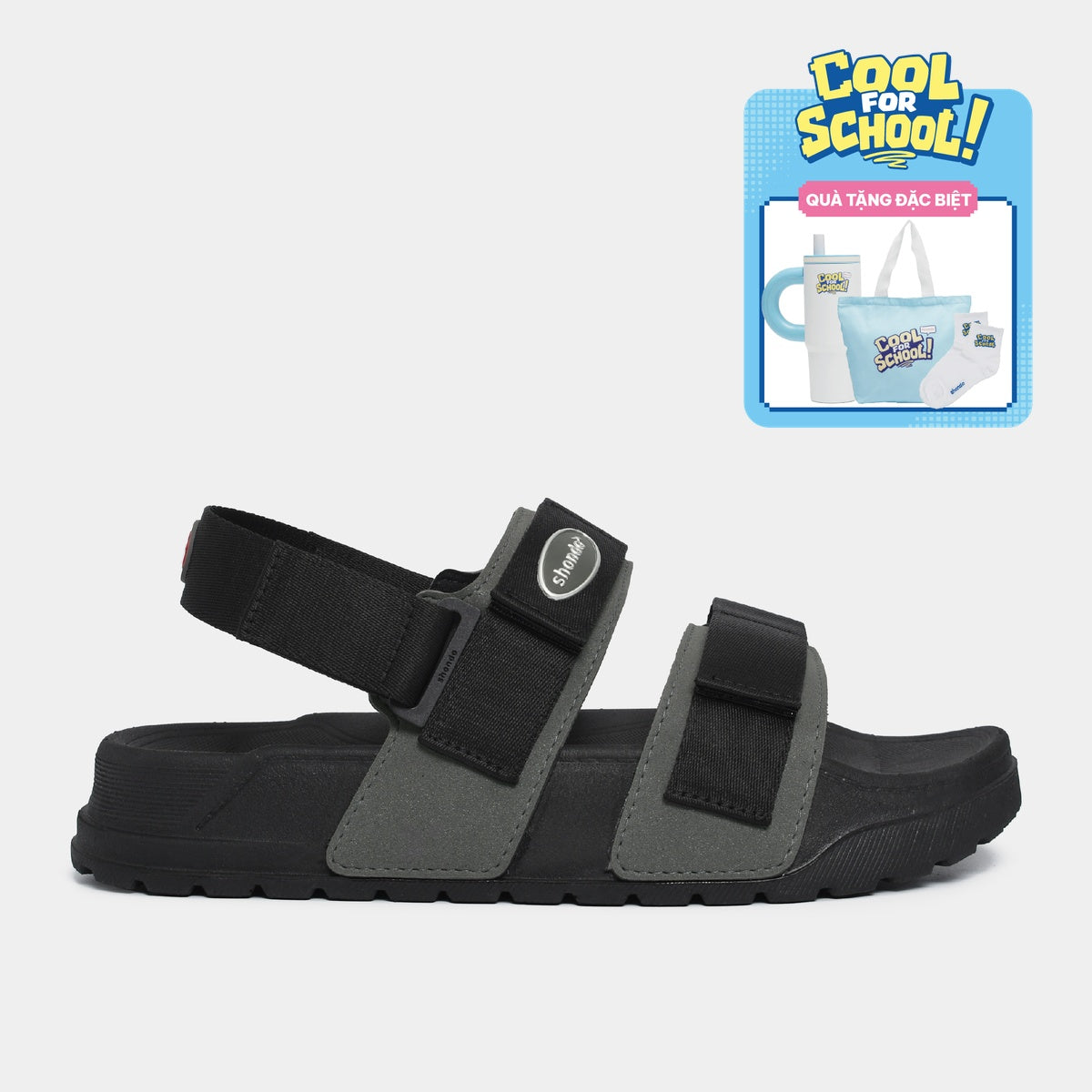 Sandal Platy 4 Đế Bánh Mì Unisex Đen