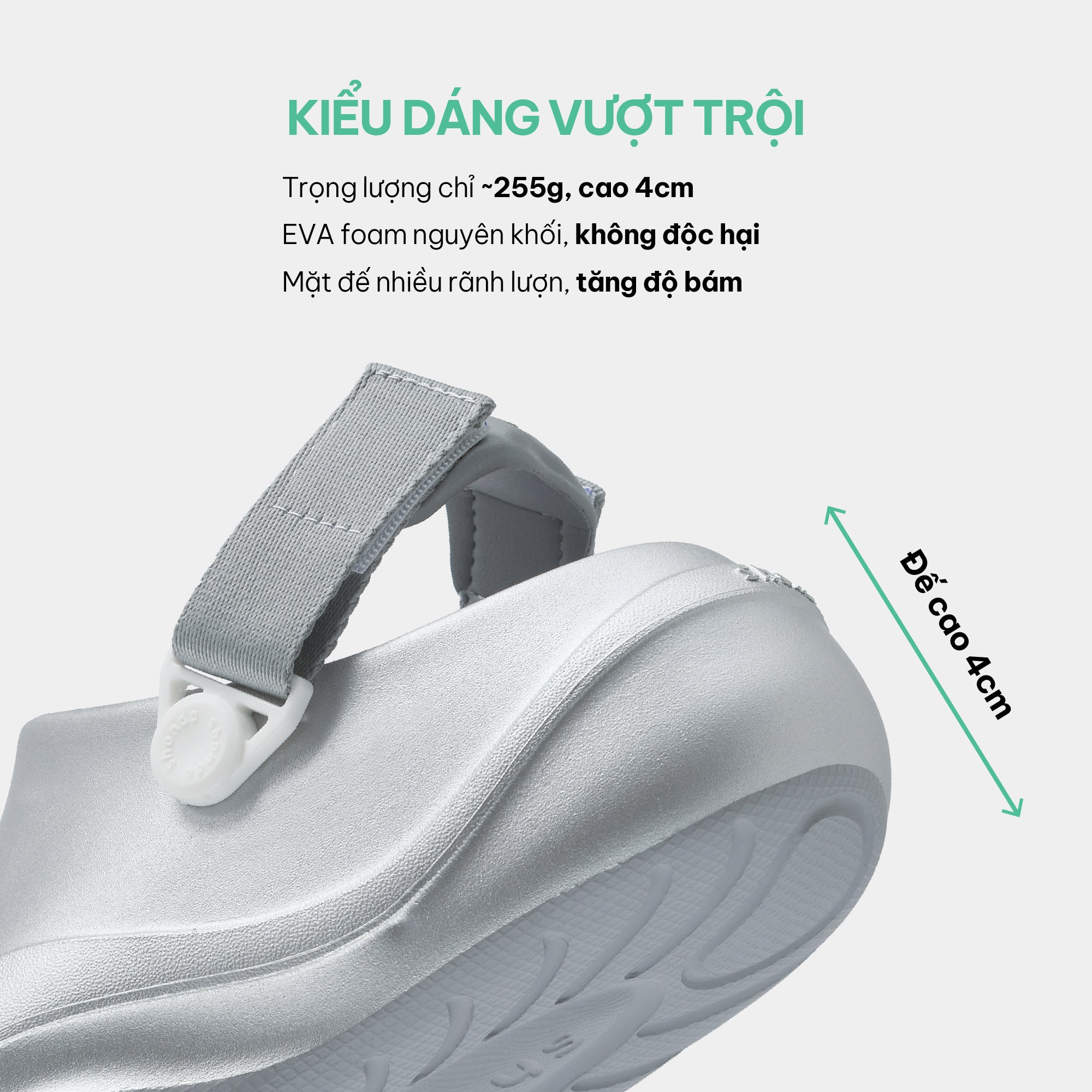 Clog nhựa đúc nữ Suke metallic