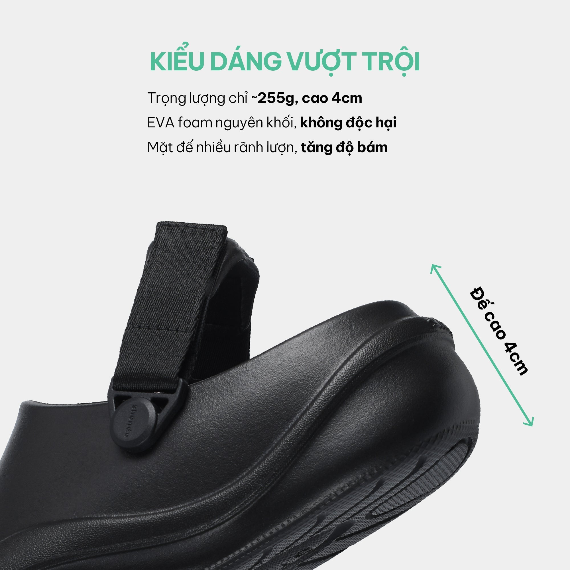 SUKE black plastic molded clogs for men and women