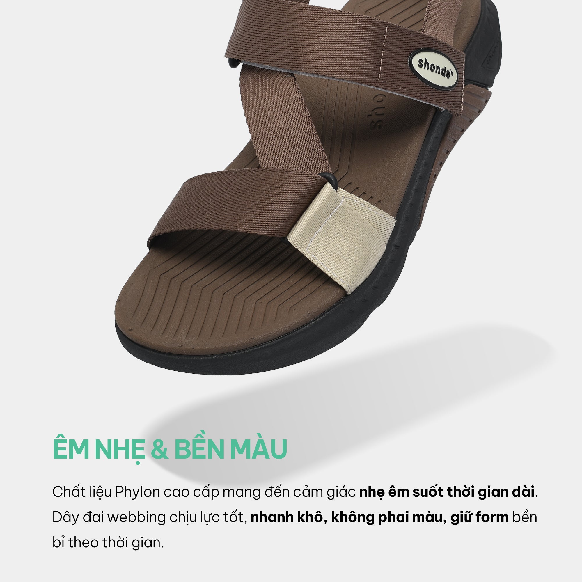 Sandal F7R nam đi học quai chéo nâu