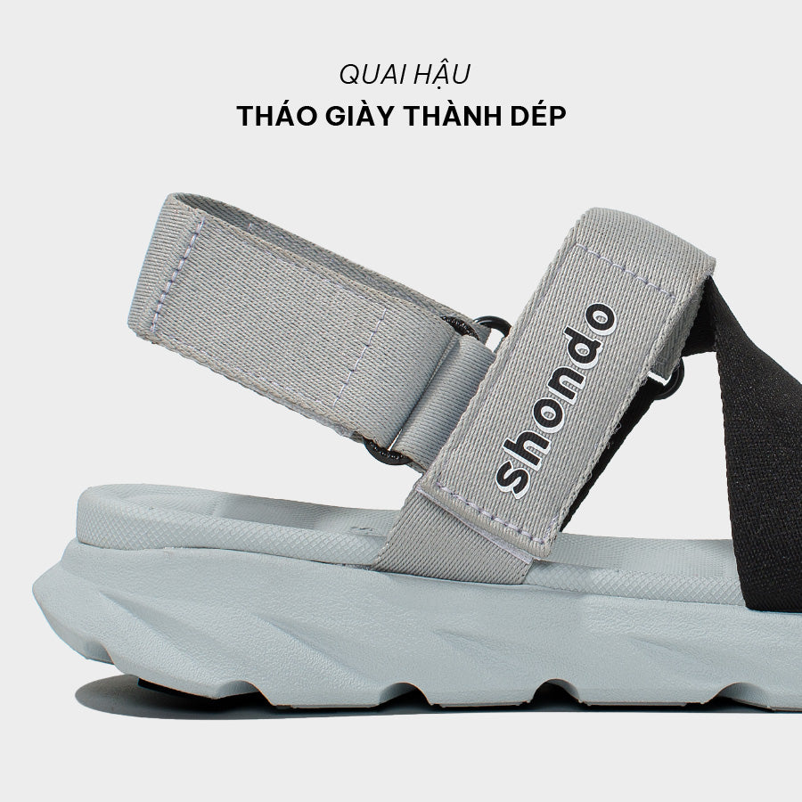 Sandals F6 sport đế xám phối quai đen