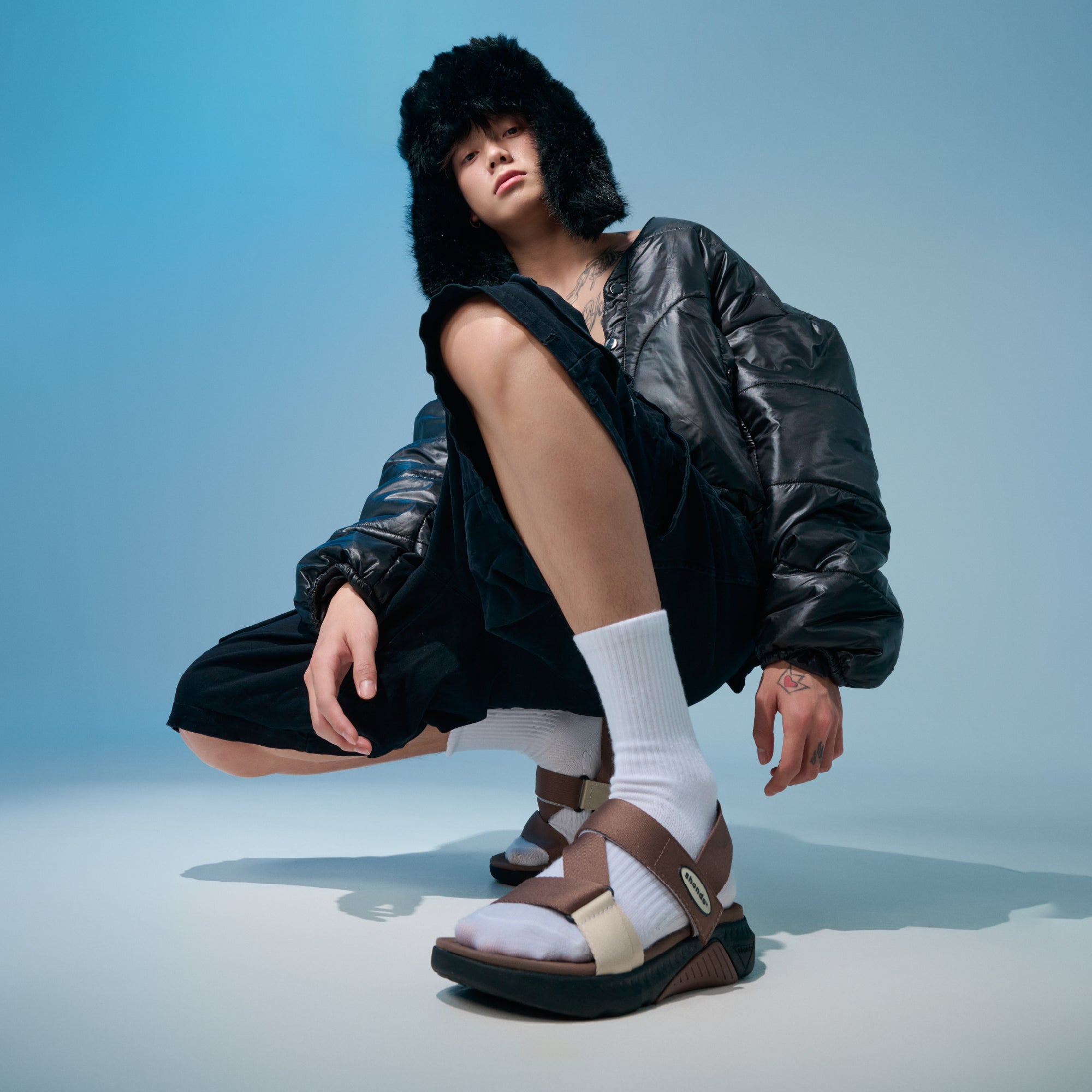 Sandal F7R nam đi học quai chéo nâu